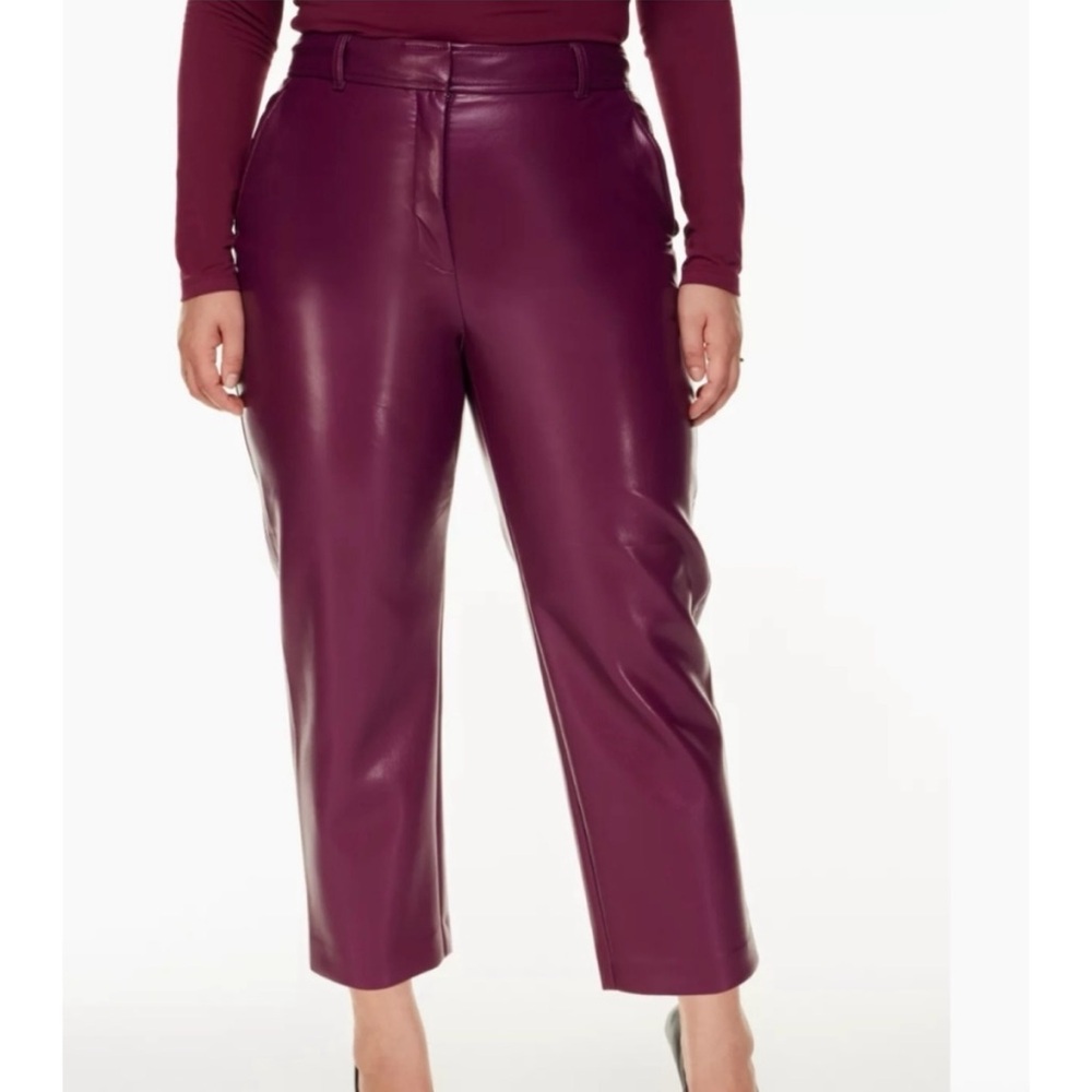 Aritzia Babaton Command Cropped Vegan Leather Pants Grapevine Trousers Fall